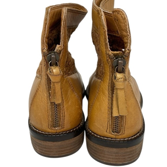 Anthropologie Latigo Tan Leather women’s ankle boots crotchet top size 6 - Picture 4 of 10